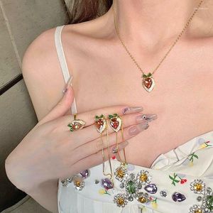 Kains Mengjiqiao Koreaanse zoete schattige delicate zirkoon wortel ketting voor vrouwen meisjes mode rood kristal kraag sieraden kolye cadeaus