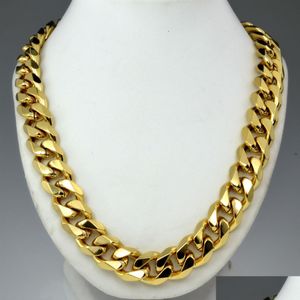 Chaînes Hommes 18K Gold Rempli Solide Cubain Curb Chaîne Collier 60cm Drop Livraison 2022 Bijoux Colliers Pendentifs DH3EB