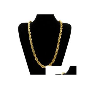 Chaînes Hommes Hip Hop Gold Collier 1cm Grossier Plaqué Or Torsadé Corde Drop Livraison Bijoux Colliers Pendentifs DHW41