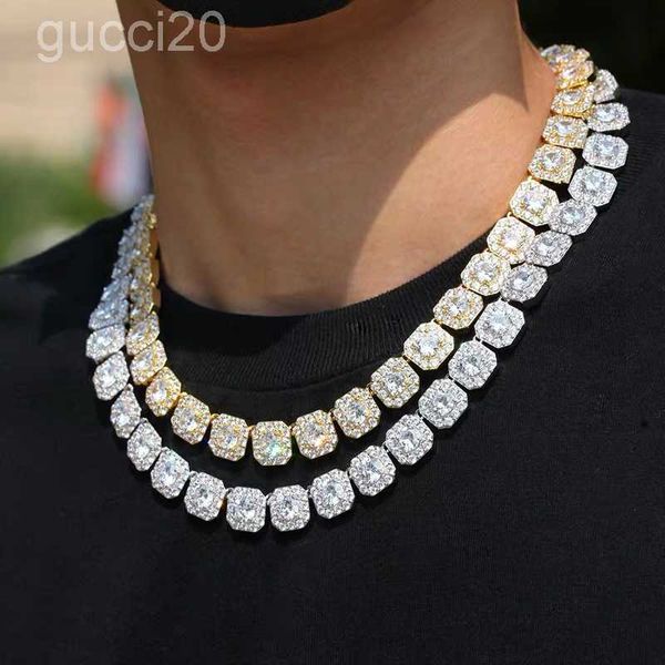 Cadenas para hombres helados Collares de diamantes cuadrados de 12 mm Hip Hop Bling Women Trendy Miami Cuba Curb Link Chain Bracelet Fashion Gold Silver Hipster Punk Jewelr 8cif