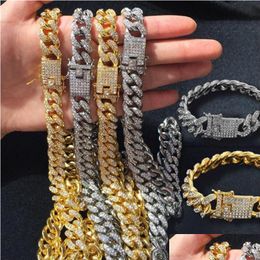 Cadenas para hombre Iced Out Cadena Hip Hop Joyería Collar Pulseras Oro Sier Miami Cuban Link Collares Drop Entrega Colgantes Dhgarden Otfnj