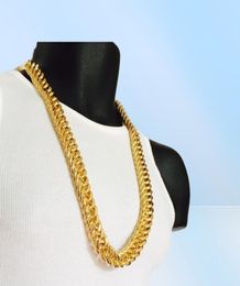 Chains Mens Miami Cuban Link Curb 14k Real Yellow Solid Gold GF Hip Hop 11 mm d'épaisseur Jayz Epacket EKN4B QE0Q1222Y2585378