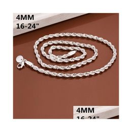 Chaînes Hommes Sterling Sier Plaqué Corde Scintillante Collier 4Mm Gssn067 Mode Belle 925 Plaque Bijoux Colliers Chaîne Drop Delivery P Dhxjb