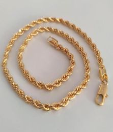 Kettingen Heren Dikke 6mm Fancy Originele Foto Touwketting Echte Geelgouden Diamanten Solide Sieraden9691171