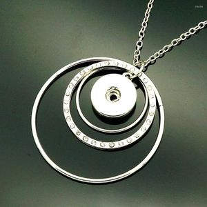 Ketens metalen charme schoonheid cirkels hanger ketting 60 cm fit diy 18mm snap knoppen sieraden groothandel dj0176