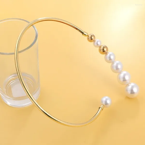Chaînes en métal élégant couple de perles simulé collier ras du cou clavicule lien chaîne bijoux de cou