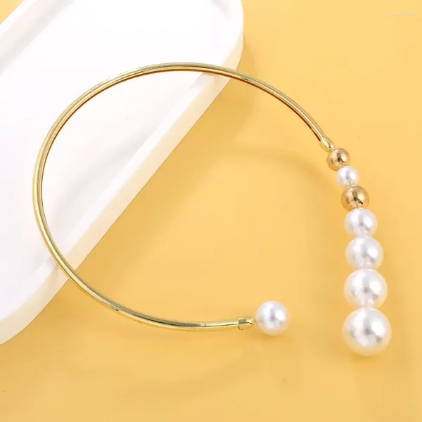 Chaînes en métal élégant perle femmes cou bijoux clavicule lien chaîne collier ras du cou