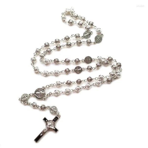 Cadenas Metal Oración Rosario Collar Cadena Joyería Cristiana Regalo para Mujeres Hombres N2UE