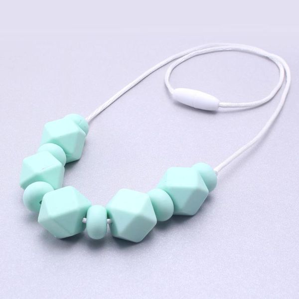 Chaînes MHS.SUN Collier en silicone polygone de qualité alimentaire à mâcher Cube perles soins infirmiers dentition corde mignon bébé bébé bijoux ST033Chaînes