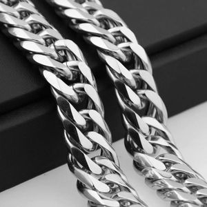 Cadenas Miami Cuban For Men Hip Hop Jewelry Silver Silver Color grueso de acero inoxidable Gran collar de 13 mm/16 mm/19 mm/21 mmchains