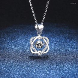 Chaînes MILAMISS 925 Sterling Silver Moissanite Pendentif Collier 0.5Ct Été Chaîne À La Mode Pour Les Femmes De Noce Fine Bijoux Cadeau