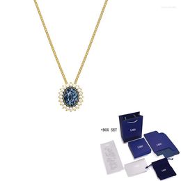 Ketens millennium blauw kristallen ketting retro parel siert vrouwen#039; s romantische luxe sieraden