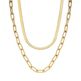 Cadenas Minamama Gold Color de acero inoxidable de acero inoxidable Collar de gargantilla de clips para mujeres Joyas de hip hop
