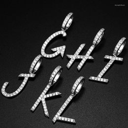 Ketens mini a-z 26 eerste zirkoon letters kettingen hanger voor heren vrouwen hiphop sieradenbrief zilveren kleur modeketen