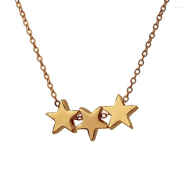 Cadenas Mini Charm Mujer Joyería Tres Pentagrama Colgante Simple Plata Oro Gargantilla Corta Clavícula Estrellas Regalo de Navidad