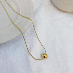 Kettingen mini gouden ketting kleine metalen ball hanger roestvrijstalen choker kettingen voor vrouwen elegante winterhals sieraden cadeau