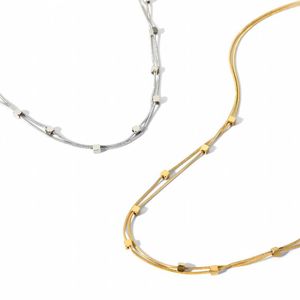 Chaînes Minimaliste 18k Plaqué Or Cube En Acier Inoxydable Collier Ras Du Cou Superposition Pour Les Femmes