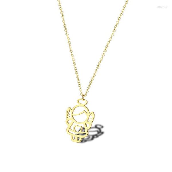 Chaînes Minimaliste Fée Ange Collier Minuscule Gardien Symbolique Coeur Pendentif Aile Baptême Demoiselle D'honneur Cadeau