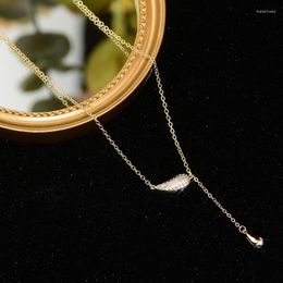 Ketens Minimalistische feminia veer Tassel dames ketting charme 14k echte gouden roestvrije colar kolye accessoires sierlijke sieraden cadeau