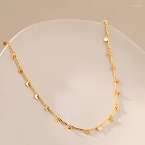 Kettingen Minimalistisch Handgemaakte Kleine Ronde Hanger Bamboe Ketting 18k Verguld Hoge Kwaliteit Waterdicht Voor Vrouwen Sieraden