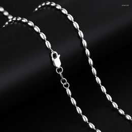 Ketens miqiao 925 sterling zilveren mannen olijfvormige ovale kraal ketting ketting modieus temperament lang 50 55 60 cm vriendje geschenk