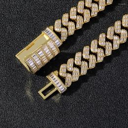 Chains Missivy 17 mm Miami Baguette Zircon Prong Set Box Collier Coubain pour hommes Hip Hop Iced Out Bling Jewelry 2022