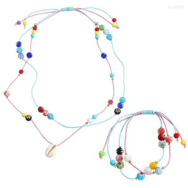 Chaînes Miwens 2023 INS perles de verre à la mode corde lien collier bracelets pour femme coloré déclaration bijoux accessoire