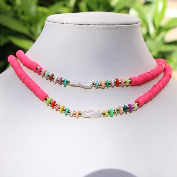 Chaînes mélange couleur argile perles collier ras du cou naturel eau douce Baroque irrégulière perle plage Femme Bijoux Bijoux