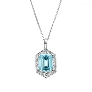 Chaînes Models Diamond Set Sea Blue Treasure Collier pour femmes 925 Pure Silver 7 9 mm High Carbone petit et polyvalent