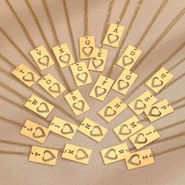 Chaînes Maman Dames Minimaliste Petit Amour Collier Initial Bijoux Plaqué Or Mini Coeur Forme Lettre Pendentif Goutte