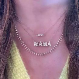 Cadenas regalo del Día de la madre moda 925 joyería de plata de ley para mujer 5A Zirconia cúbica Micro pavé CZ letra MAMA colgante collares