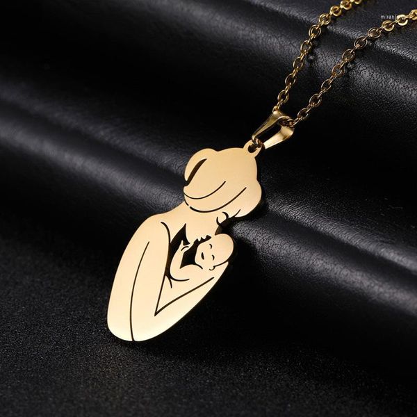 Chaînes Mère Bébé Pendentif Fête Des Mères Collier Femme Hommes Famille Charme Amour Cadeau Diamant Pour Femmes Coeur Chaîne