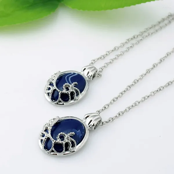 Chaînes Film Vampire-Diaries Collier Vintage Katherine Blue Stone Pendentif Dainty Mode Bijoux Cosplay Femmes