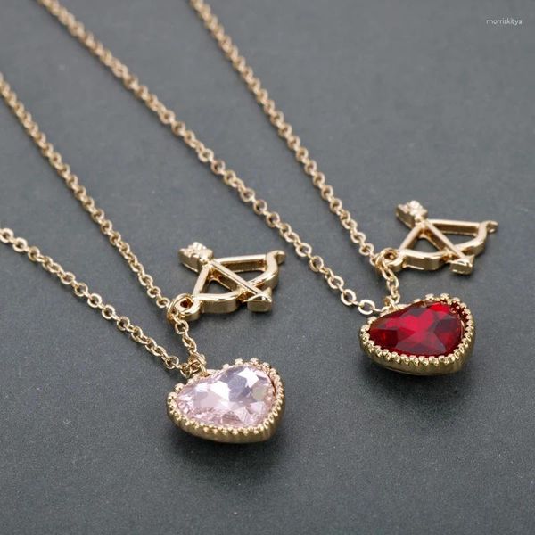 Cadenas MQCHUN Diseño Joyería en forma de corazón Rosa Rojo Cupido Flecha Cristales Colgante Cosplay Accesorios Amor Regalo-30