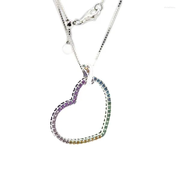 Chaines Collier de coeur multicolore Le pendentif correspondant aux charmes européens originaux argent sterling pour femme bijoux de mode bricolage