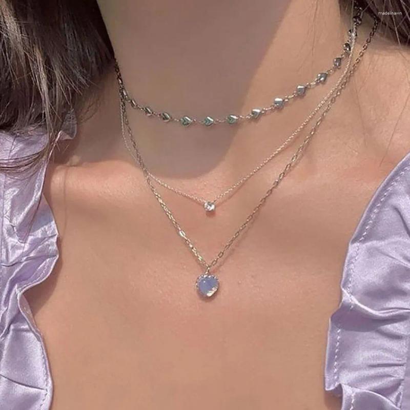 Chains Multi Layered Necklace Fashionable Collarbone Chain Creative And Minimalist Heart Love Pendant