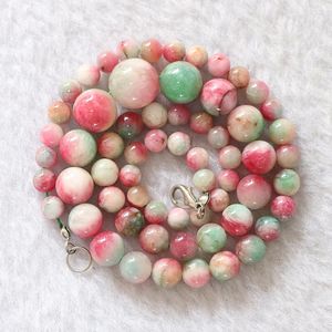 Chaînes Multiclor Jades Pierre Naturelle Calcédoine 6-14mm Perles Rondes En Vrac Collier Fait Main 18 