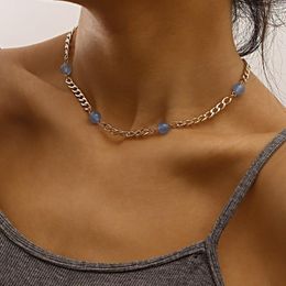 Ketens multicolor kettingen vrouw holle ketting vrouwen eenvoud retro mode glanzende prachtige sleutelbeen ketting hoge kwaliteit naszyjnik