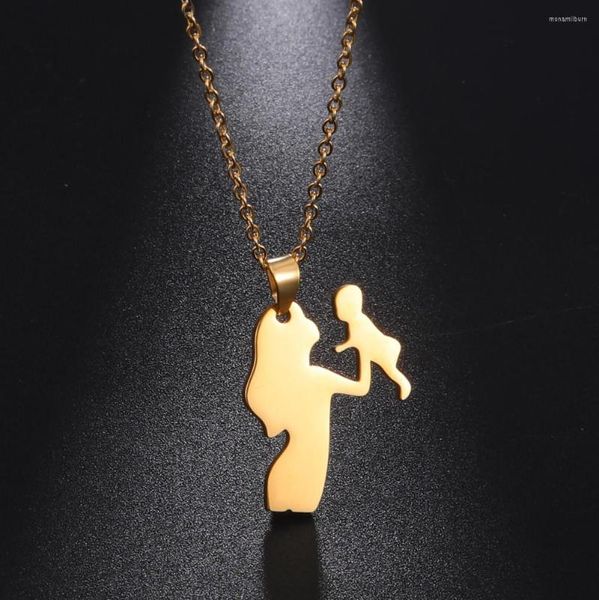 Chaînes ma forme 2 pièces/ensemble mère bébé coeur pendentif colliers pour femmes fille fils tour de cou femme mode bijoux fête des mères cadeau