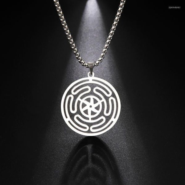 Chaînes Ma Forme Hekate Roue Strophalos De Hécate Pendentif Collier Pour Hommes En Acier Inoxydable Magique Symbole Amulette Rétro Bijoux