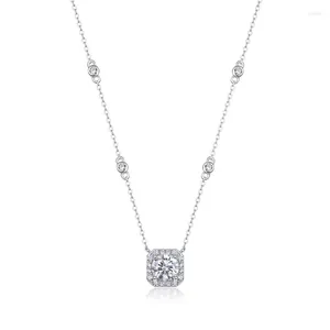 Chains N13297-6.5 Lefei Fashion Trendy Luxury Classic Moissanite Design Square Necklace for Charm Women S925 Silver Party Sieraden Gifts