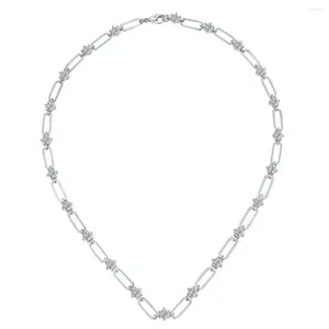 Chaînes N30331 Lefei Fashion Trend Luxury Classic Moissanite Diamond-Set Couleur D Paper Clip Collier Femmes 925 Silver Party Bijoux Cadeau