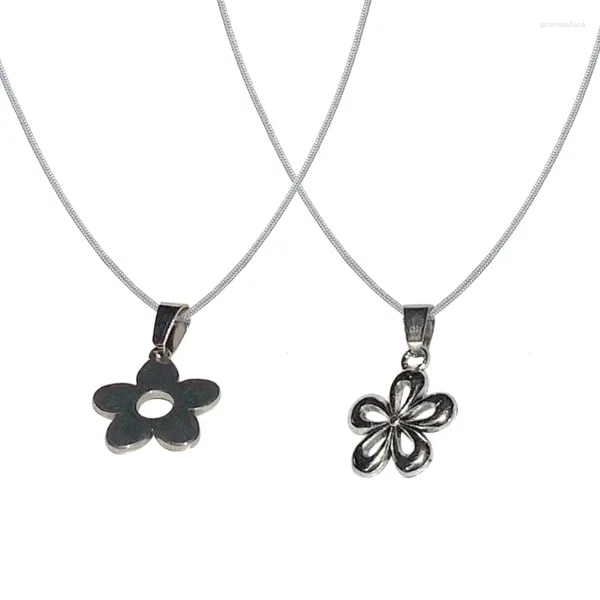 Chaînes N58F Mode Creux Métal Fleur Pendentif Collier Simple Y2K Cou Cou Chaîne Doux Cool Clavicule Bijoux