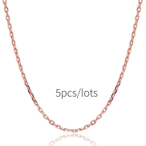 Cadenas Nareyo Cobre plateado Plata Rosa Oro 1 mm Collar básico para mujeres con cadena en forma de 0 de 18 pulgadas 5 unids / lote