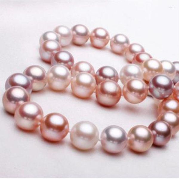 Chaînes naturelles 10-11MM collier de perles bijoux couleur mixte modèles féminins envoyer ma mère une véritable lumière 18 pouces 925 fermoir en argent