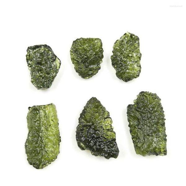 Chaînes naturelles 15-18g Moldavit vert tchèque météorites spécimen minéral cristal de Quartz pierre de guérison bijoux à bricoler soi-même décoration de la maison