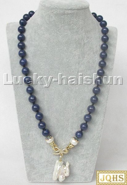 Chains naturelles 53cm 10 mm Round Lapis Lapis Lazuli Blanc Reborn Keshi Pearl Pendant Collier C365 Butterfly 2023