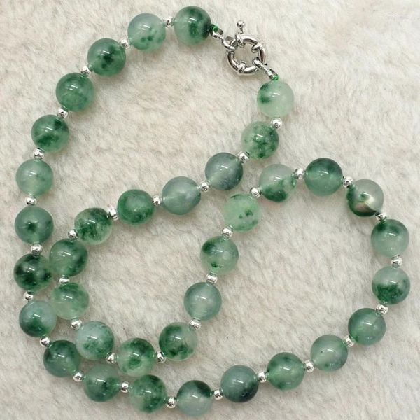 Chaînes naturelles 6/8/10/12mm vert jade jadéite ronde pierres précieuses collier de perles 20