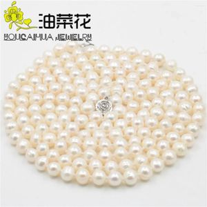 Chains Natural 7-8 mm Akoya Collier Collier Collier Poullateur Chaîne Femme Filaire Bijoux Fashion Making Design Fabriqué à la main Ornements 50inch