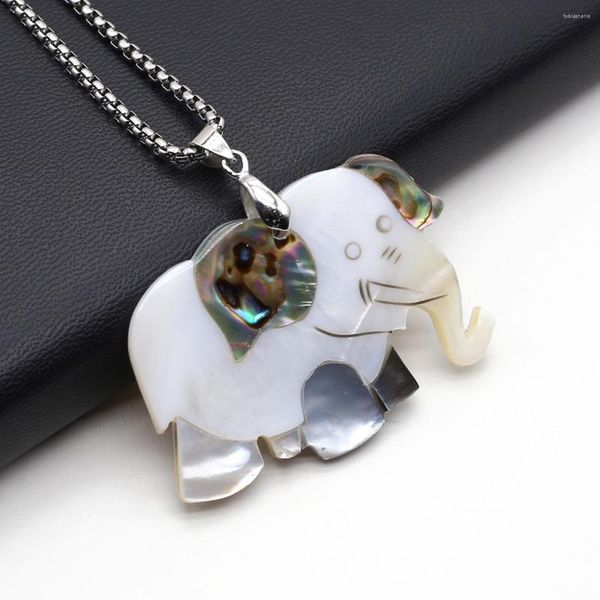 Cadenas colgante de collar de concha de abulón Natural con forma de elefante de dibujos animados exquisitos dijes para la fabricación de joyas accesorios Diy regalos